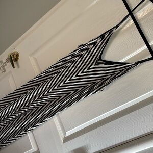 Black and white striped w/ adjustable spaghetti strap maxi dress